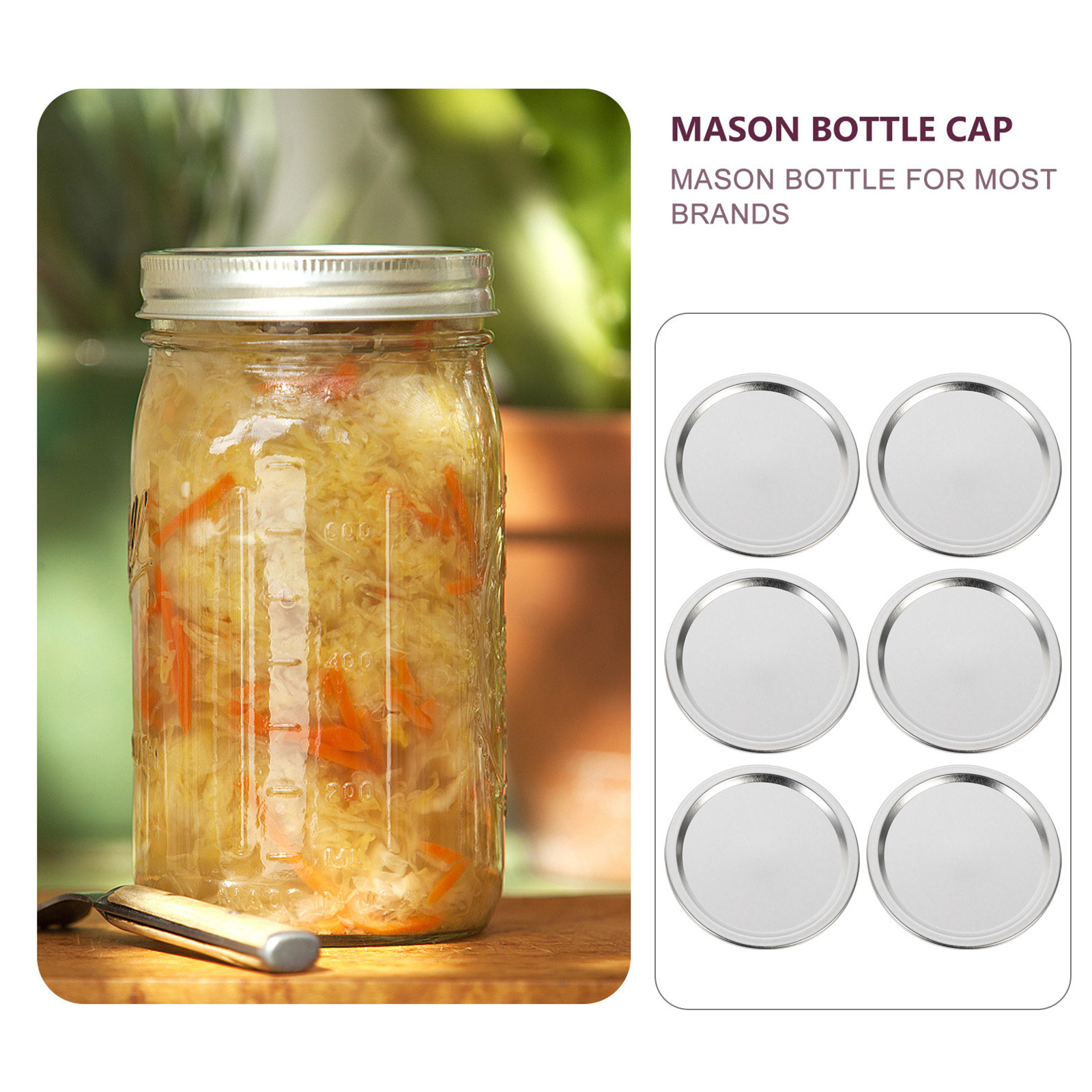 Food Storage Jars With Lids - 20個入り 金属製の密閉蓋。気密性があり、液漏れを防ぎ、食品、穀物、キャンディ、砂糖などを保存するのに最適なキャニング用蓋。