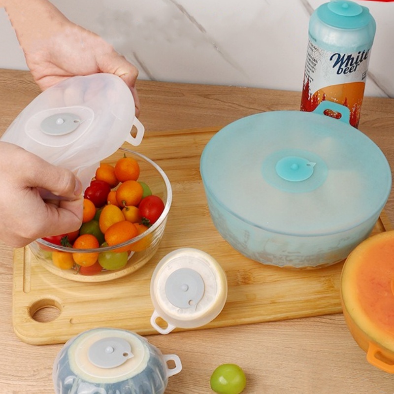 Silicone Stretch Lid - 4 ピース/セットシリコン鮮度保持カバー、食品保存用の再利用可能なストレッチ蓋、ボウル、スキレット、プレート、ポット、オーブン、冷蔵庫に適合