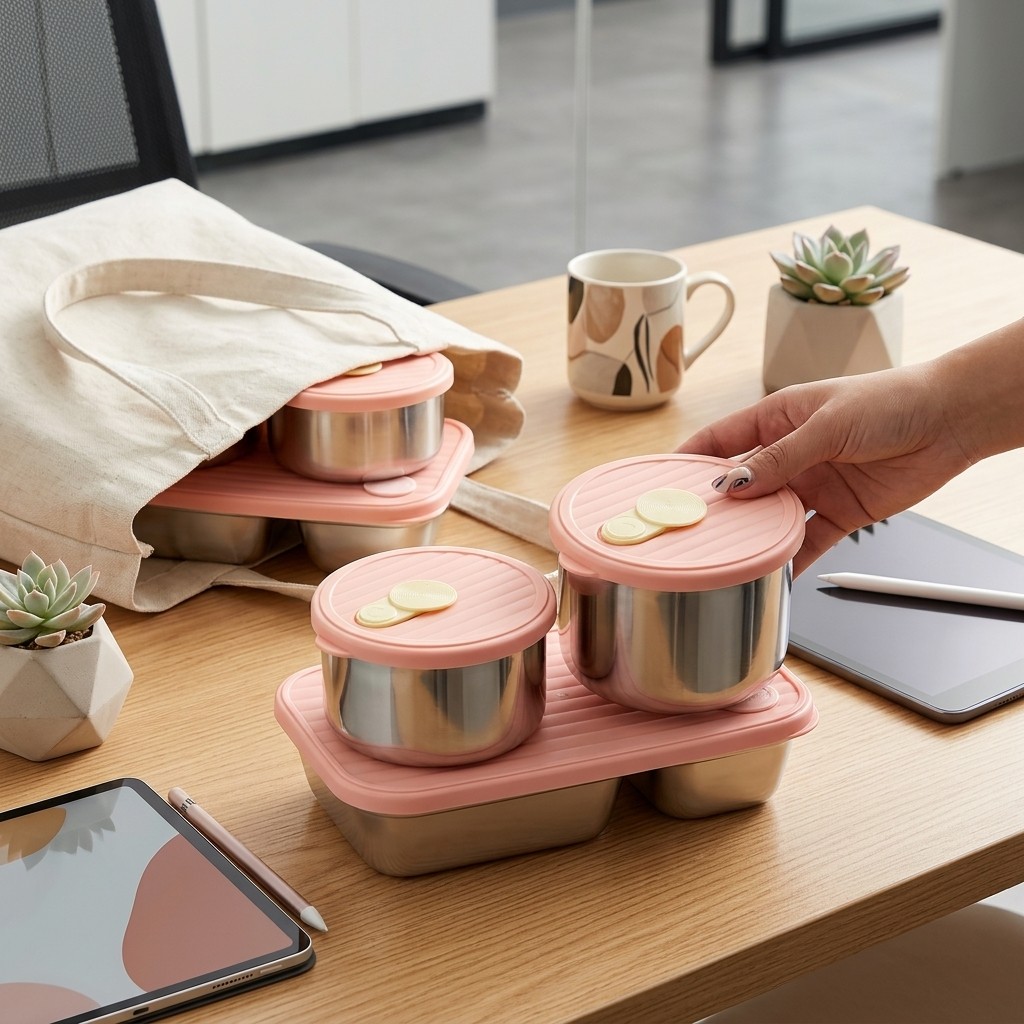 Food Storage Underground - 電子レンジ対応 304ステンレス製ランチボックスセット 弁当箱 食事準備用食品保存容器 子供 大人