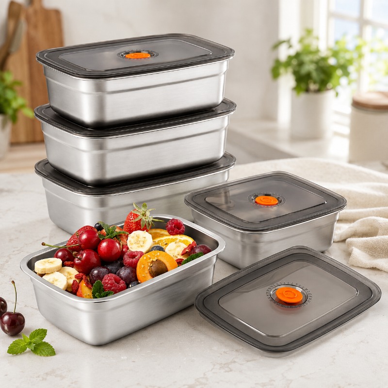 Food Storage Underground - ステンレス製大容量弁当箱 密閉型漏れ防止ランチボックス キャンプ用冷蔵庫冷凍庫食品保存用