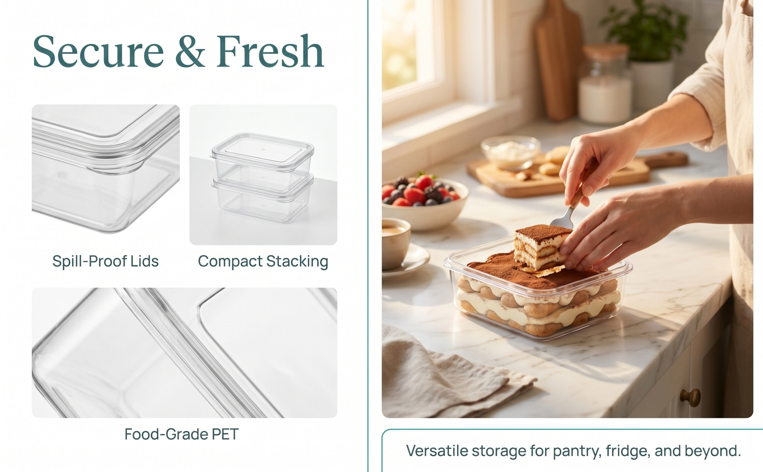 Food Storage Food Safety - 10個入り 透明ペットケーキキャリアボックス。ティラミスやムースなどのデザートの保存に。安全な蓋付きで持ち運び可能な食品容器。透明なベーカリー用。