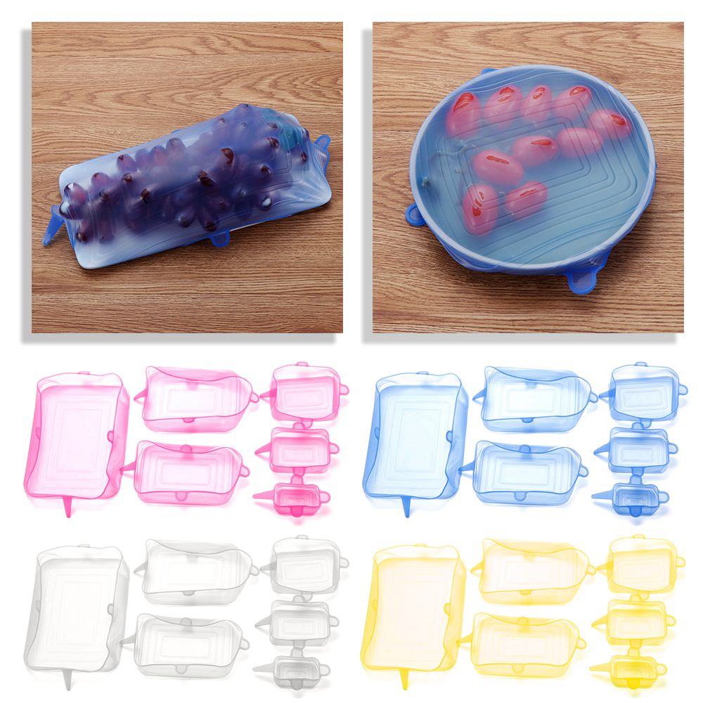 Silicone Stretch Lid - 4 色のキッチンツール食品新鮮な調理器具シール鮮度保持蓋ラウンドスクエアシリコン蓋ボウルカバーストレッチ吸引