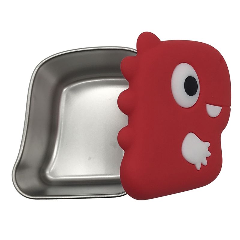 Food Storage Stainless Steel Containers - AA94-304 ステンレス製恐竜型スナックボックス シリコン蓋付き ディップ容器 食品保存用鮮度保持ボックス 密閉スナックカップ