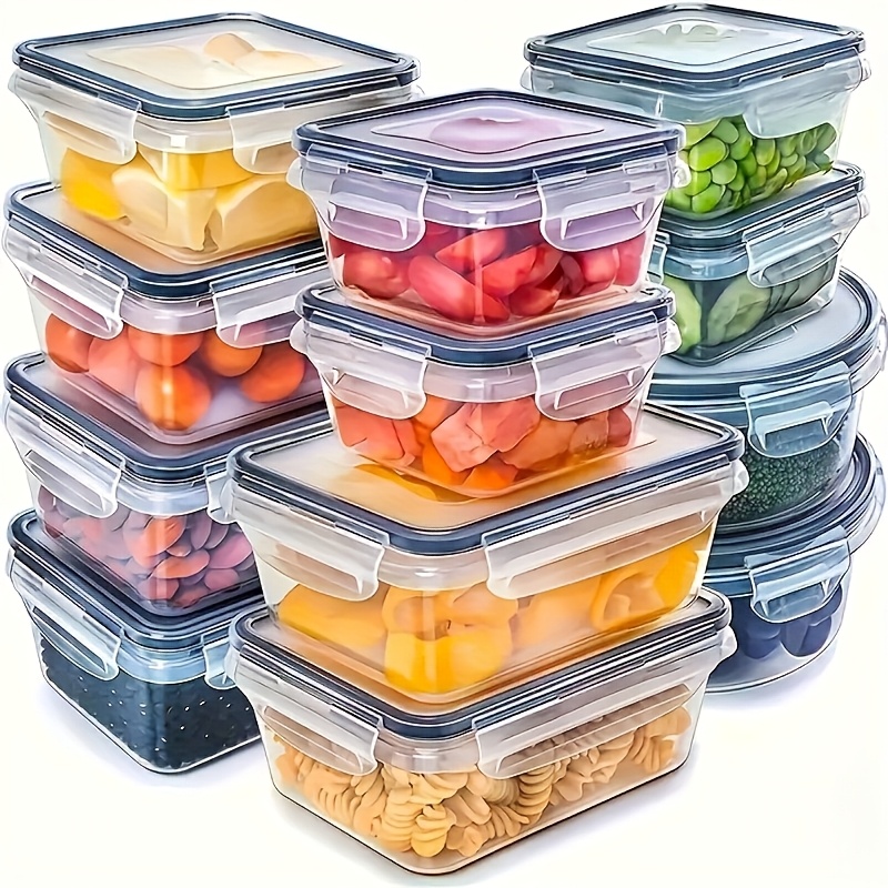 Food Storage Kitchen Container Set - 8個セットには、4つの容器と4つの蓋が含まれています。気密食品保存容器、キッチン冷蔵庫オーガナイザー、果物、野菜、キャンプ用。