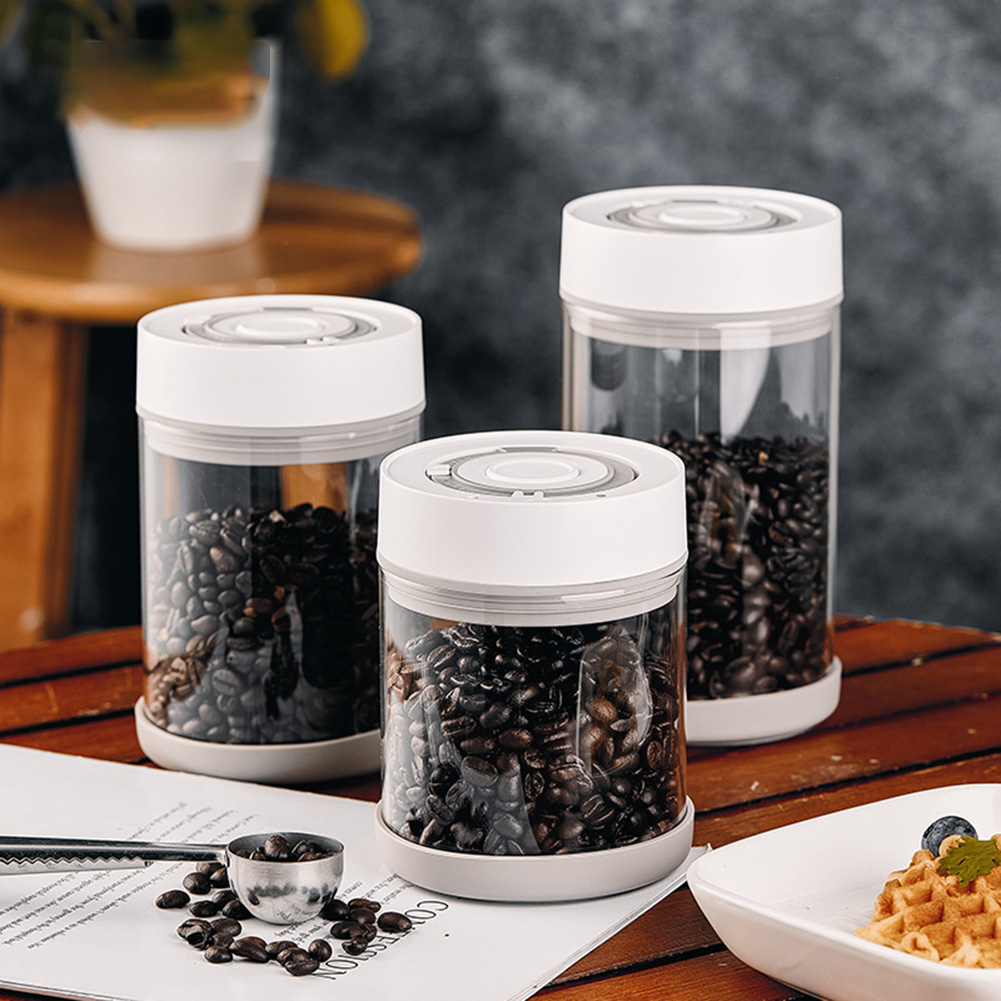 Food Storage Kitchen Container Set - キッチン防湿ガラスコーヒー豆ジャー自動インテリジェント真空保存密封ジャー食品フルーツシリアルティーコンテナ