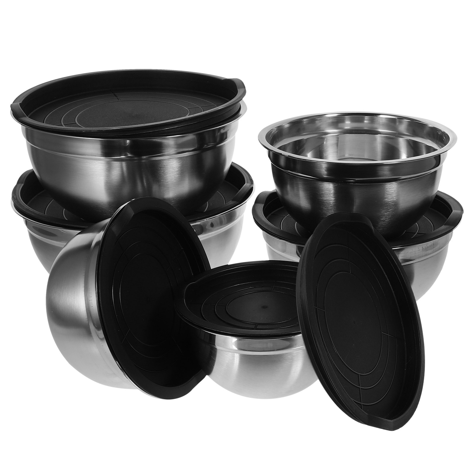 Food Storage Stainless Steel Containers - 1セットの積み重ね可能なステンレス製食品容器セット。多用途に使えるキッチン用ミキシングボウル、盛り付けボウル。密閉性が高く、食品の鮮度を保ちます。