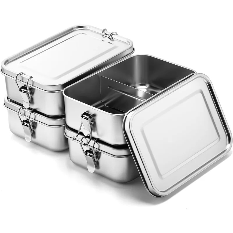 Food Storage Underground - 304ステンレス鋼製 1200/2400ml ランチボックス 弁当箱 金属製食品保存容器 ロック式留め金付き