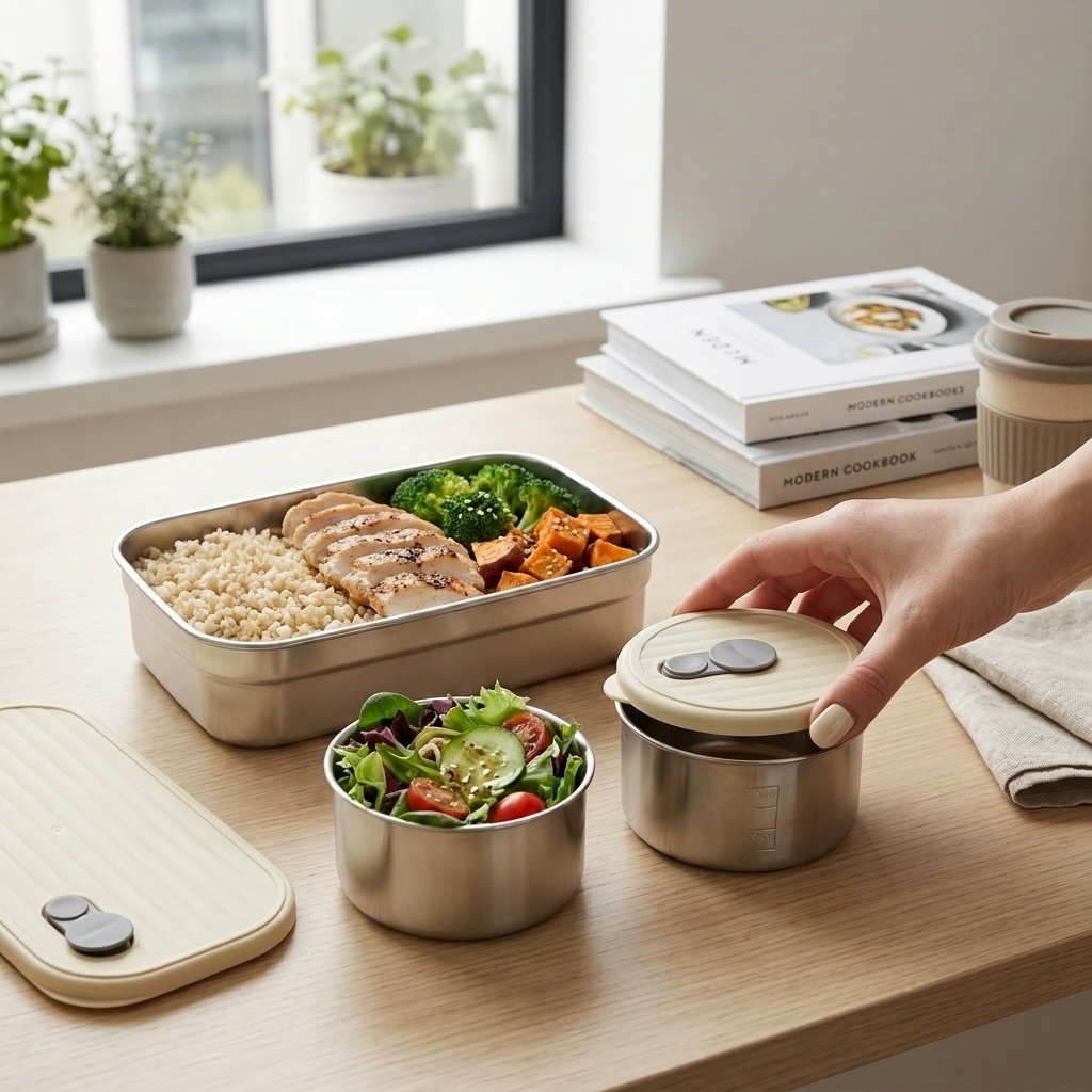 Food Storage Underground - 電子レンジ対応 304ステンレス製弁当箱セット 3コンパートメント 食品保存容器 大人・子供用ランチボックス