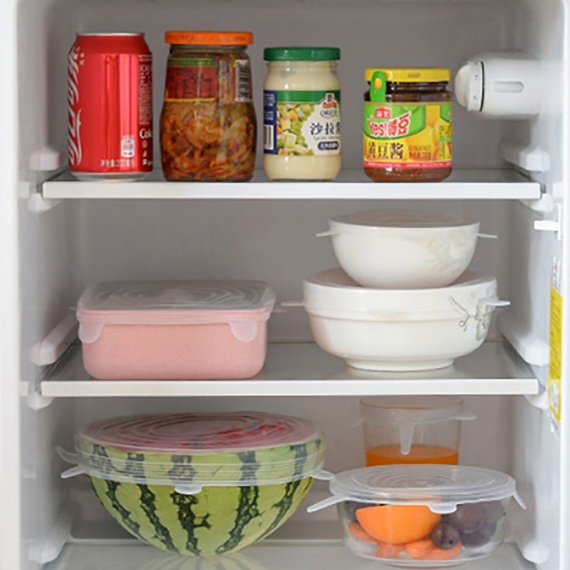Silicone Stretch Lid - 新しい6個入りシリコンカバー、適応可能なシリコン蓋、万能な食器用ストレッチカバー、鮮度保持、気密カバー、シリコンフード蓋