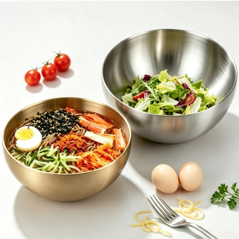 Food Storage Stainless Steel Containers - ステンレス製ミキシングボウル、金属製サービングサラダボウル、ベーキング、料理、サラダ作り、スープ作り用の食品保存容器