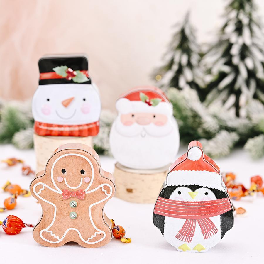 Food Storage Year Supply - クリスマスジンジャーブレッドマンメタルギフトボックス 鉄製キャンディ収納缶 クリスマスホームホリデーパーティー 新年お菓子包装装飾用品