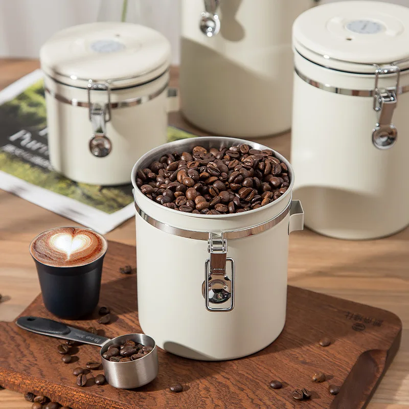304ステンレス製密閉蓋コーヒー豆真空保存容器、気密食品容器 - Food Storage Stainless Steel Containers のレビューと価格
