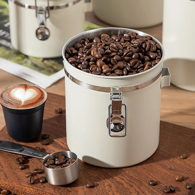 304ステンレス製密閉蓋コーヒー豆真空保存容器、気密食品容器 - Food Storage Stainless Steel Containers のレビューと価格