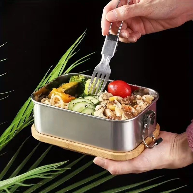 耐久性のある304ステンレス製ランチボックス、竹製の蓋付き、 - Food Storage Stainless Steel Containers のレビューと価格