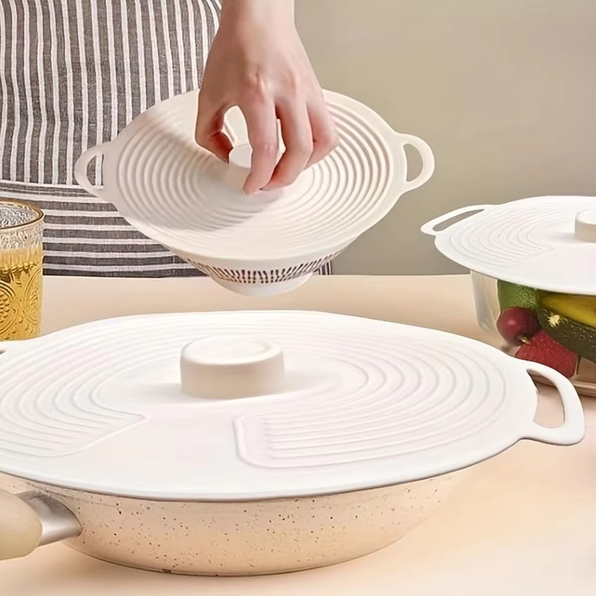 3個セット シリコン製ストレッチ蓋 ポットやボウル用 ユニバ - Silicone Stretch Lid のレビューと価格