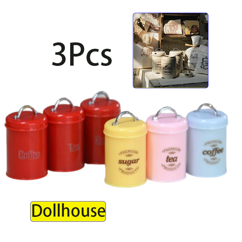 3 個ミニチュアドールハウスミニ食品/紅茶/コーヒー缶ラウン - Food Storage And のレビューと価格