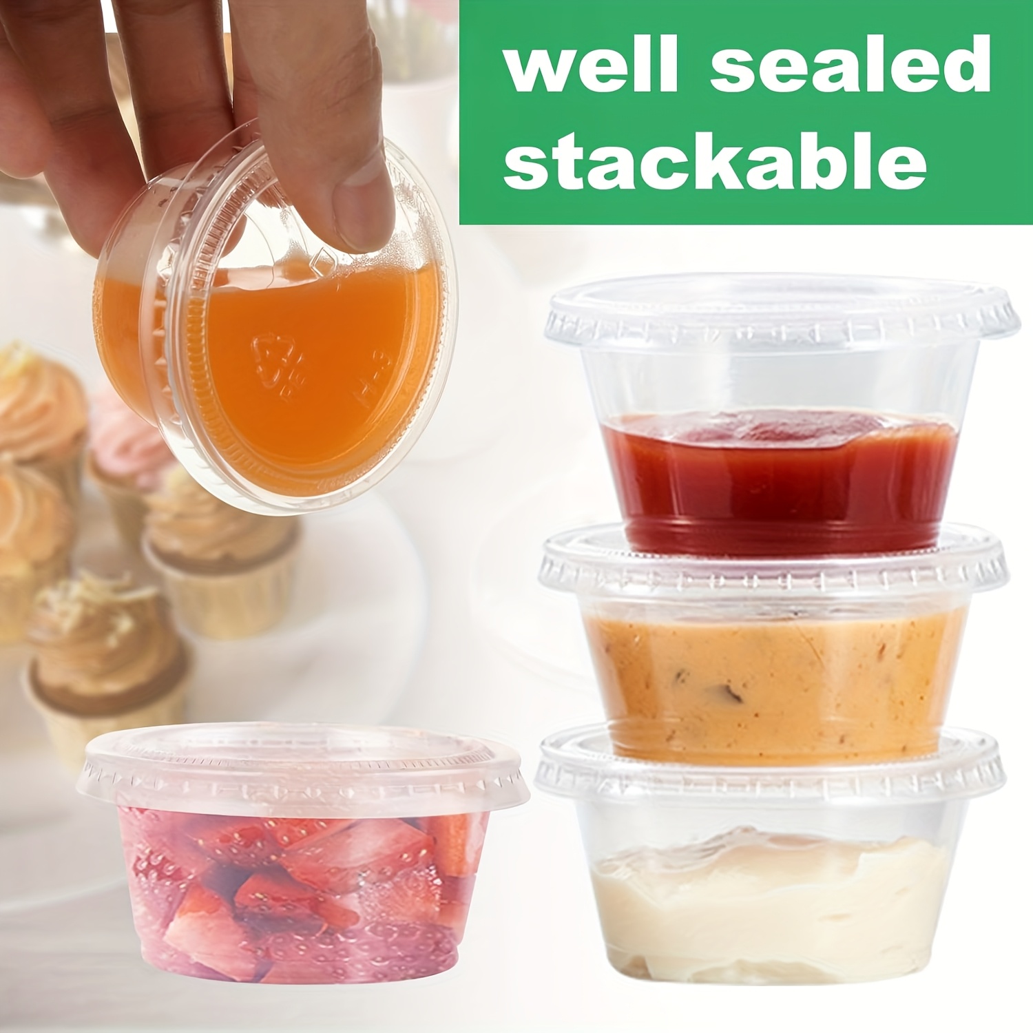 50/100 個使い捨てソースシールボックスプラスチックソー - Food Storage Jars With Lids のレビューと価格