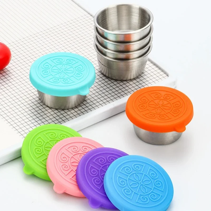6個/セット 304ステンレス鋼製ディップソースカップ 食品 - Silicone Stretch Lid のレビューと価格