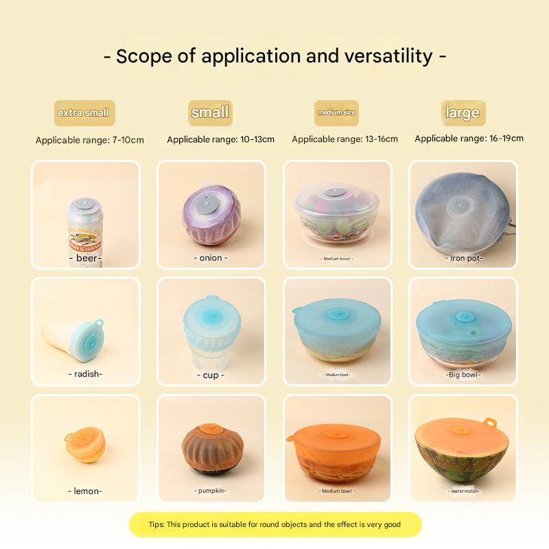 4 ピース/セットシリコン鮮度保持カバー、食品保存用の再利用 - Silicone Stretch Lid のレビューと価格