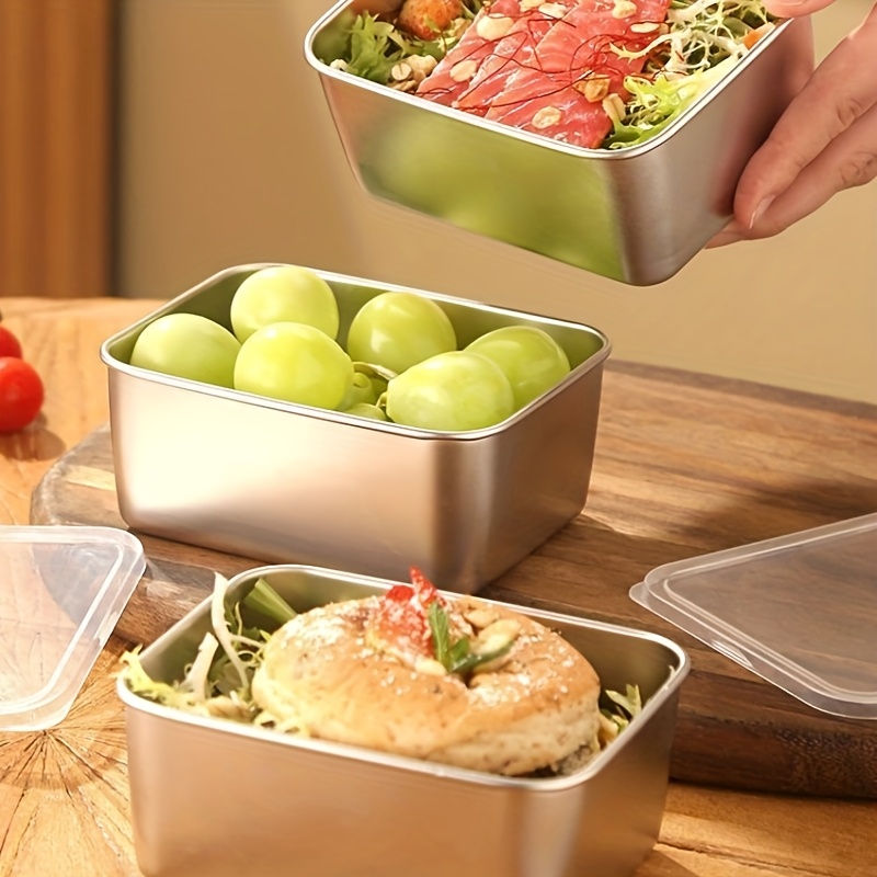 3/6個入り ステンレス製 長方形食品保存容器 蓋付き 厚手 - Food Storage Stainless Steel Containers のレビューと価格