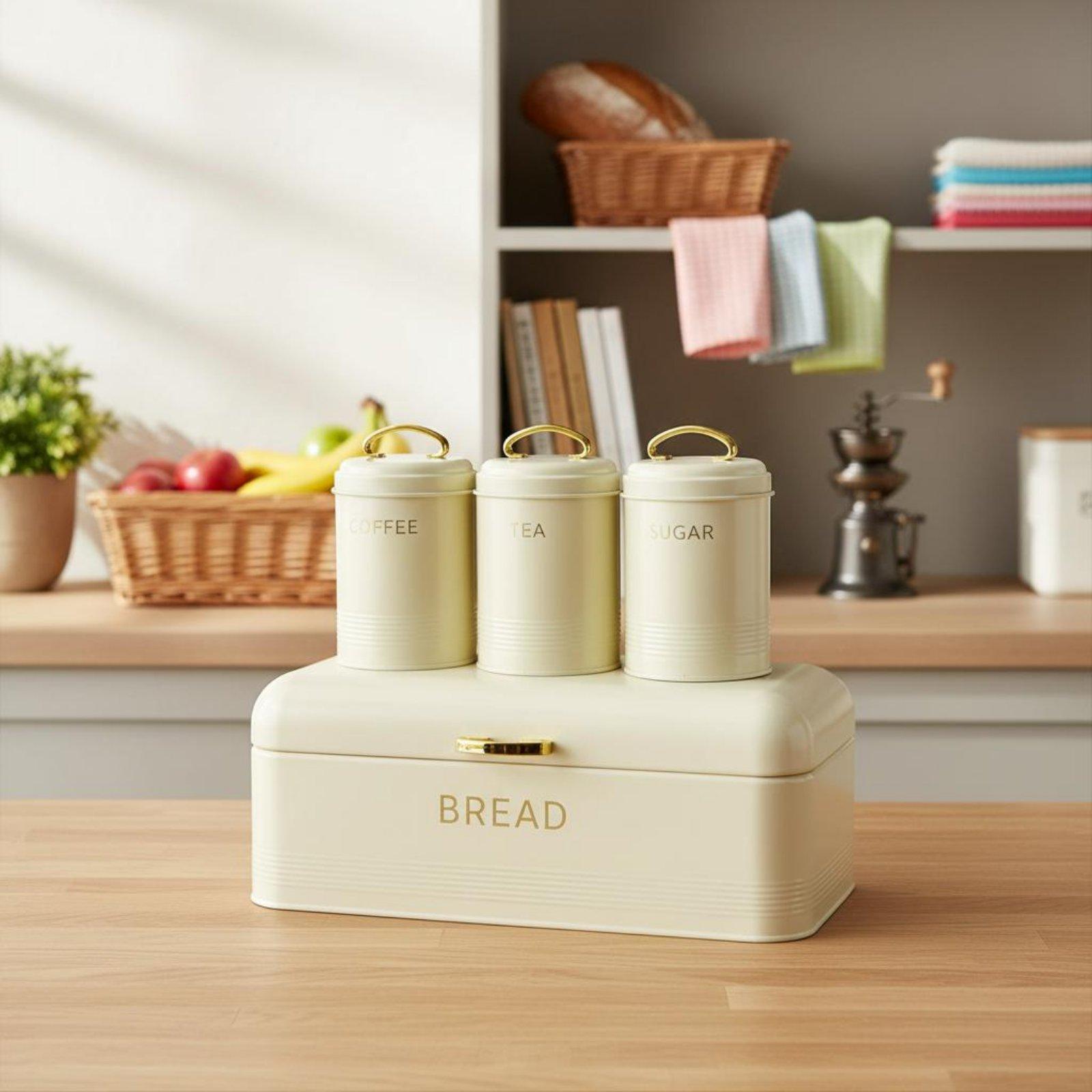キッチンカウンター用の密閉式パン保存容器、食品整理用、金属製 - Food Storage Kitchen Container Set のレビューと価格