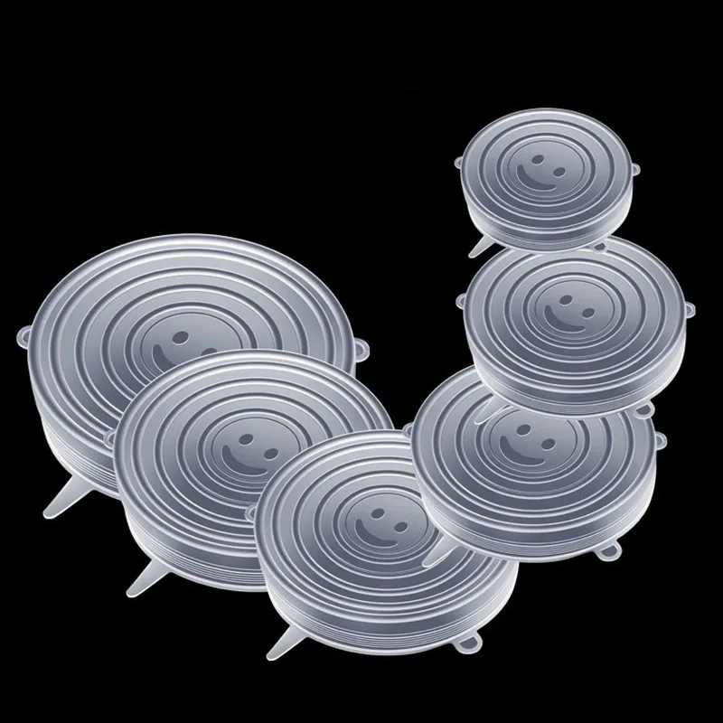 1～4個入り シリコン製伸縮性カバー。キッチン用、電子レンジ - Silicone Stretch Lid のレビューと価格
