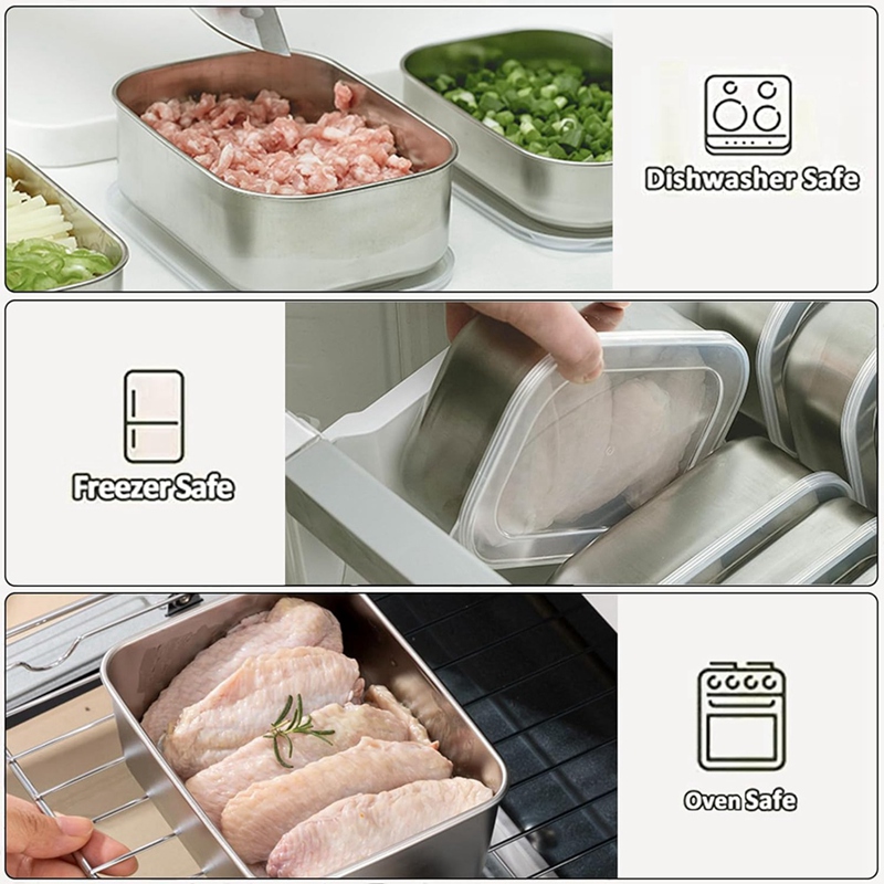 ステンレス製食品保存容器、食品保存弁当箱、漏れ防止シリコン蓋 - Food Storage And のレビューと価格