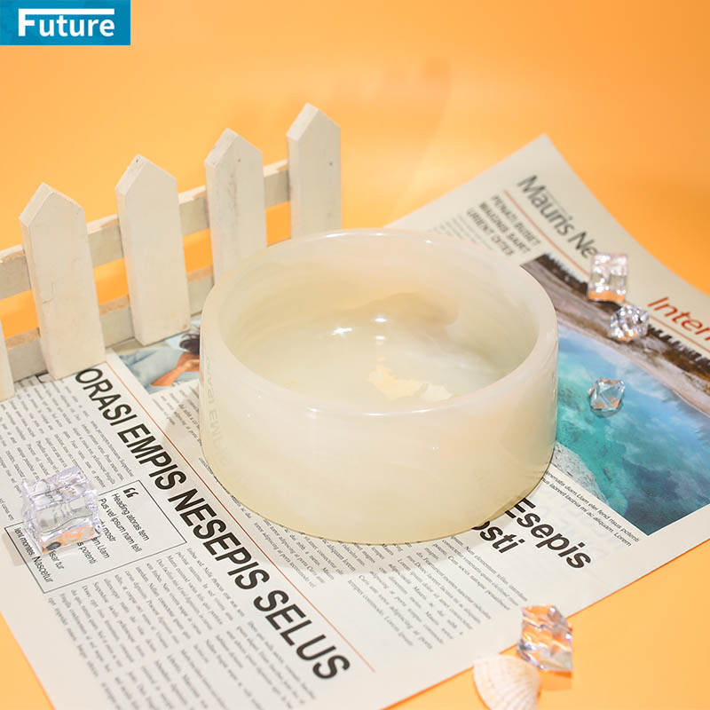 高級感あふれる磨き上げられた白いオニキス製ペット用食器。食品 - Food Storage And のレビューと価格