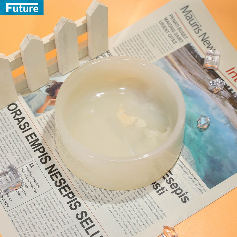 高級感あふれる磨き上げられた白いオニキス製ペット用食器。食品 - Food Storage And のレビューと価格