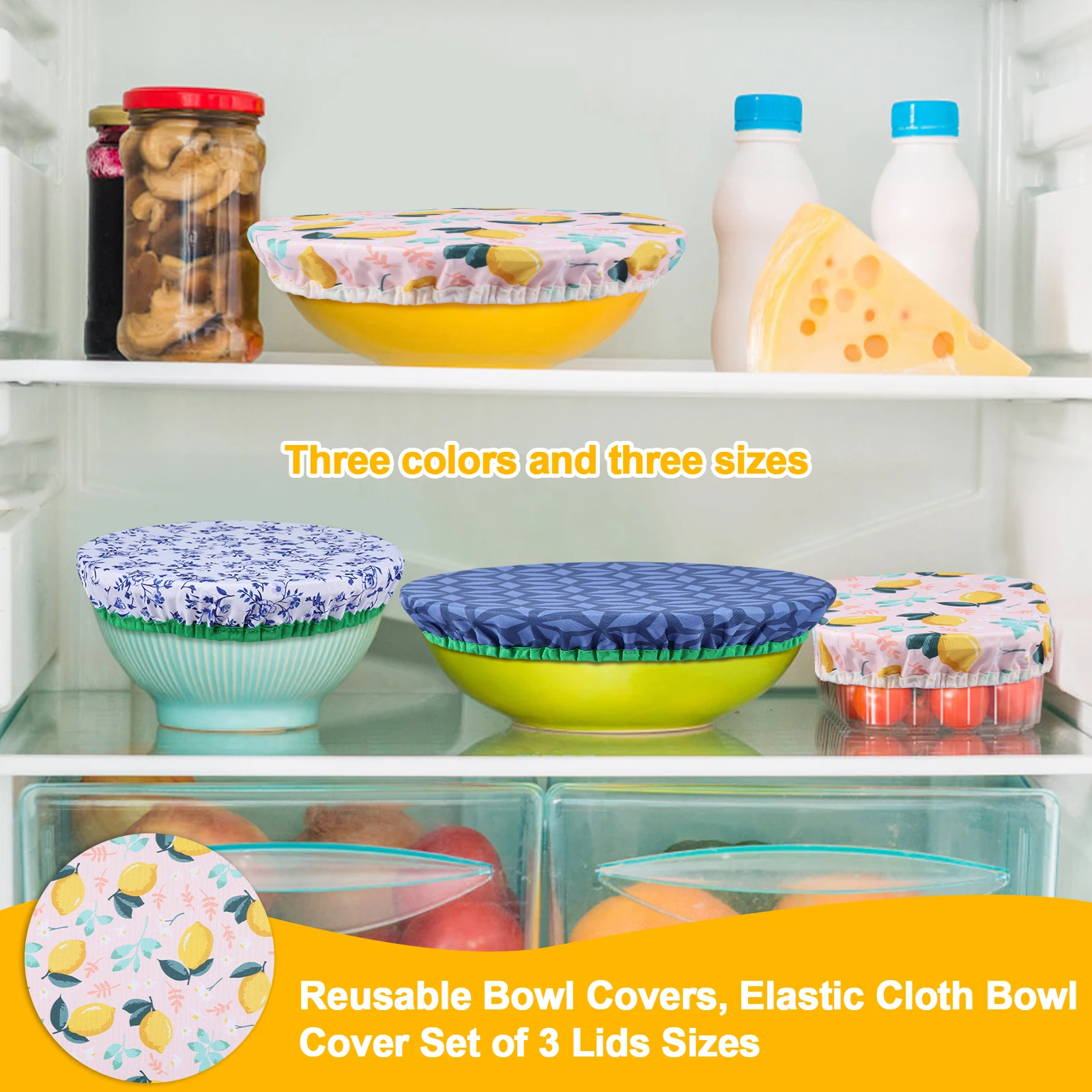 3 個ボウルカバーセット弾性再利用可能なボウルカバー 3 サ - Food Storage Kitchen Container Set のレビューと価格