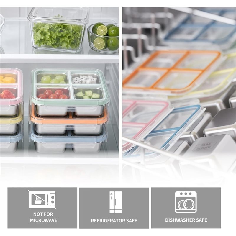 GIGI 4パック ステンレススチール製スナック容器、蓋付き - Food Storage Stainless Steel Containers のレビューと価格