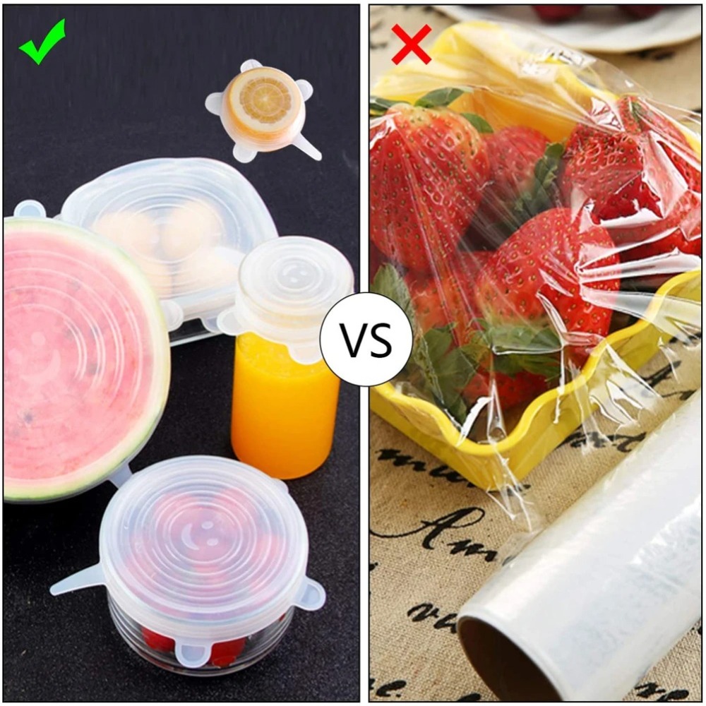 6 個食品再利用可能な鮮度保持カバー滑り止めキッチンガジェッ - Silicone Stretch Lid のレビューと価格