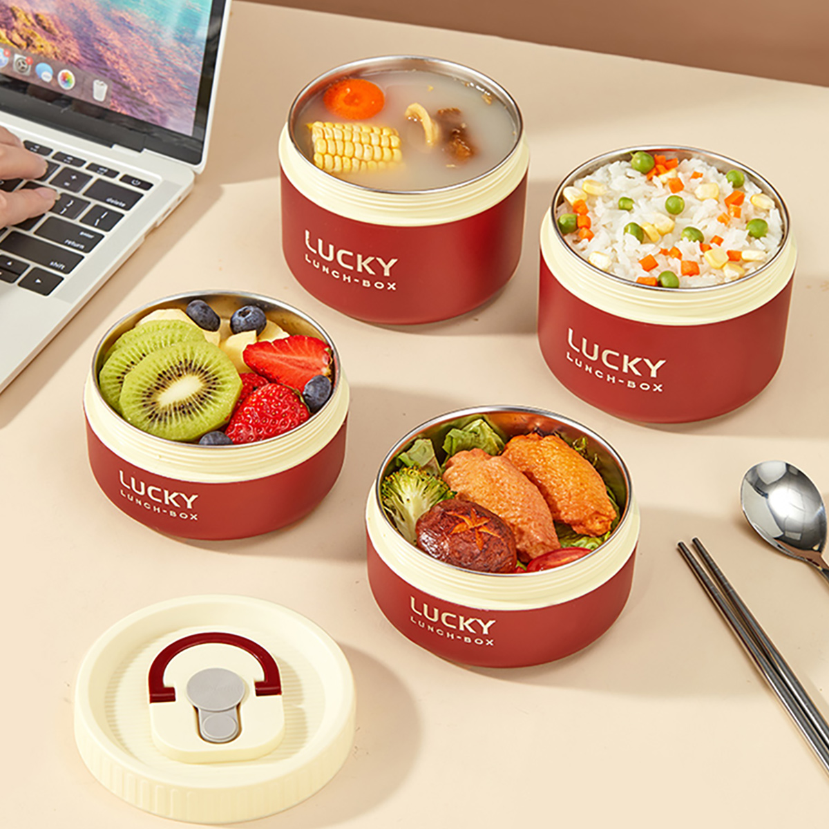 304 ステンレス鋼製保温弁当箱ポータブル漏れ防止断熱子供用 - Food Storage Underground のレビューと価格