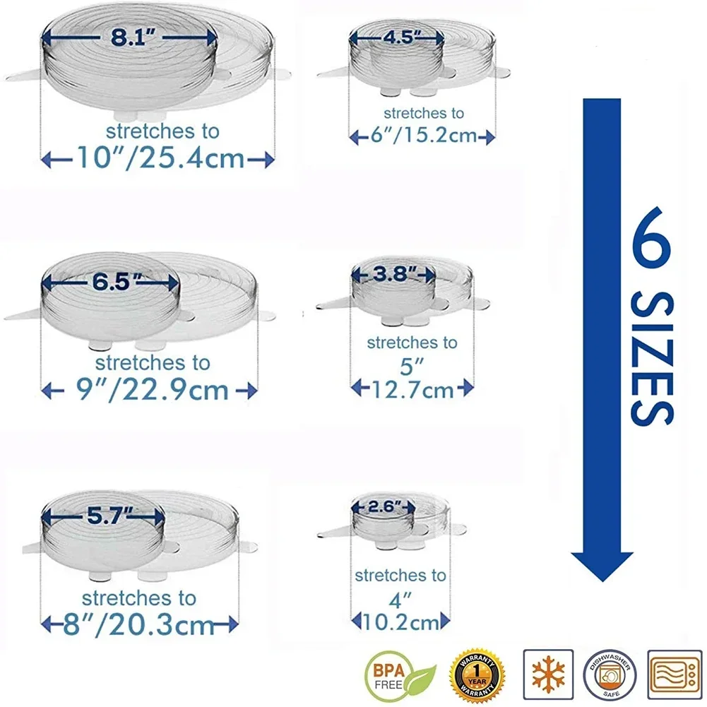 キッチン用品用のユニバーサル蓋,再利用可能な弾性シリコンカバ - Silicone Stretch Lid のレビューと価格