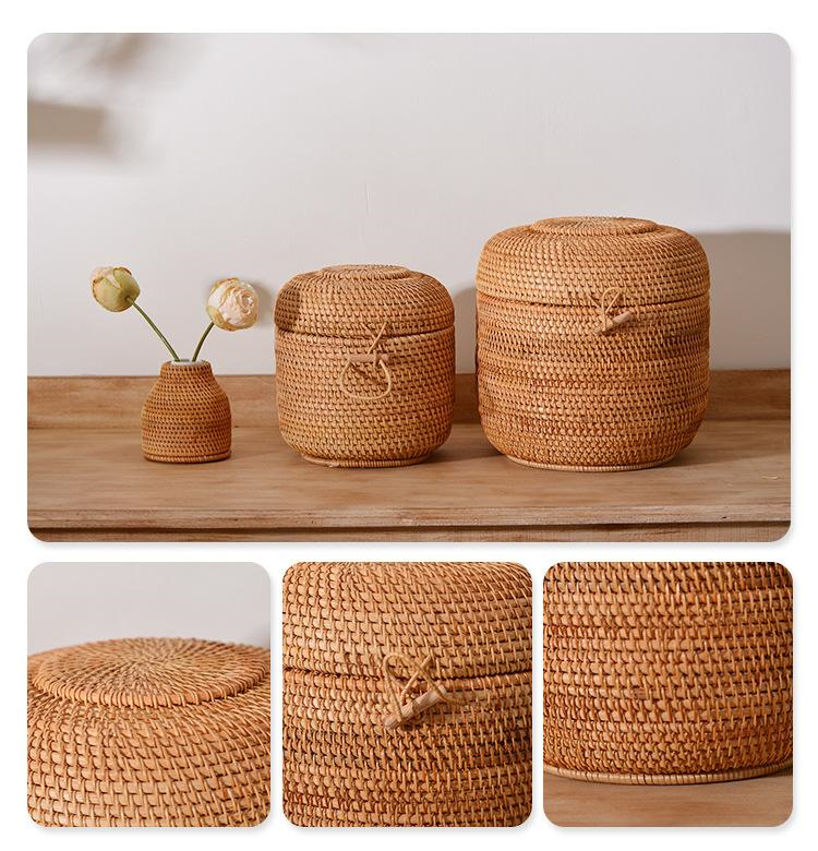 ふた付きの編まれた籐のお茶の収納ボックス,ティーバッグ,コー - Food Storage Underground のレビューと価格
