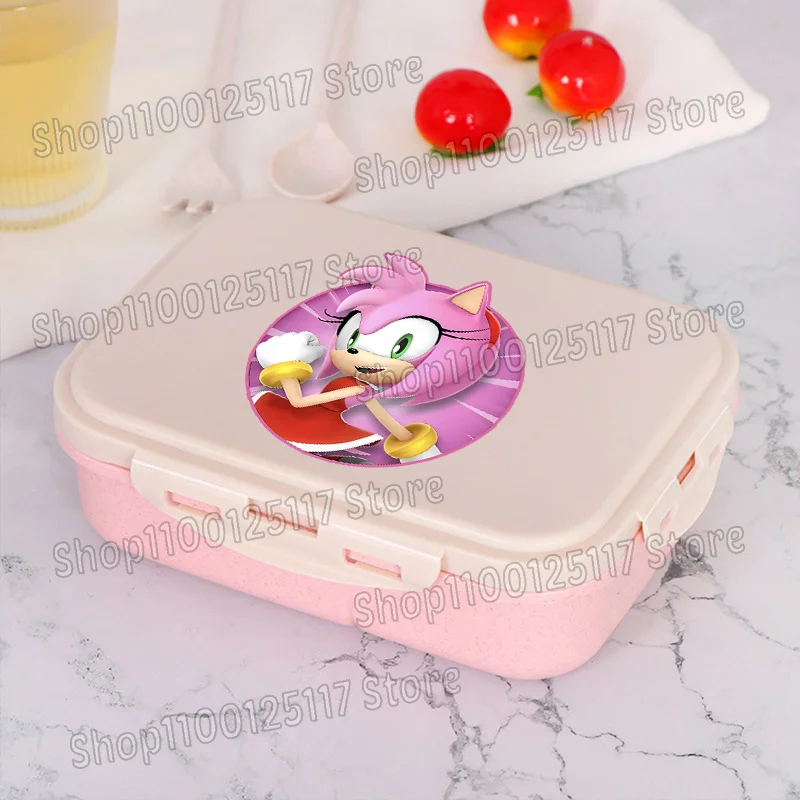 漫画のソニックが描かれたランチボックス。フォークとスプーン付 - Food Storage Room のレビューと価格