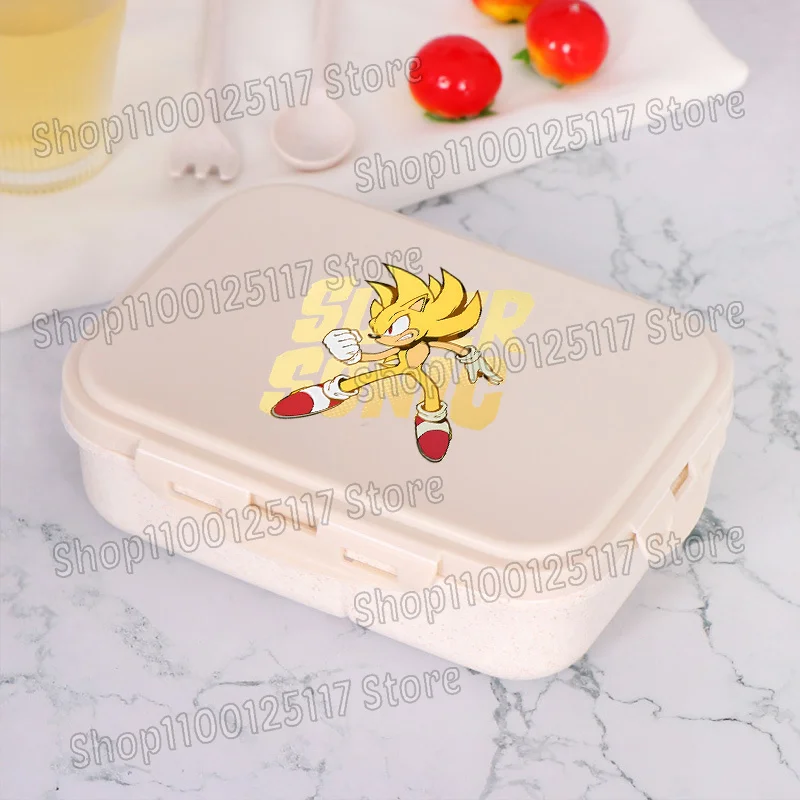 漫画のソニックが描かれたランチボックス。フォークとスプーン付 - Food Storage Room のレビューと価格