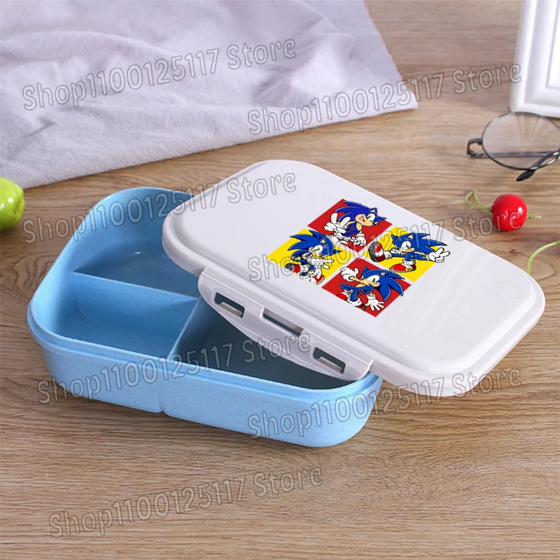 漫画のソニックが描かれたランチボックス。フォークとスプーン付 - Food Storage Room のレビューと価格