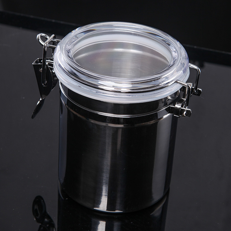 湿度計付きのステンレス製密閉容器。コーヒー豆、お茶、穀物、ナ - Food Storage Stainless Steel Containers のレビューと価格
