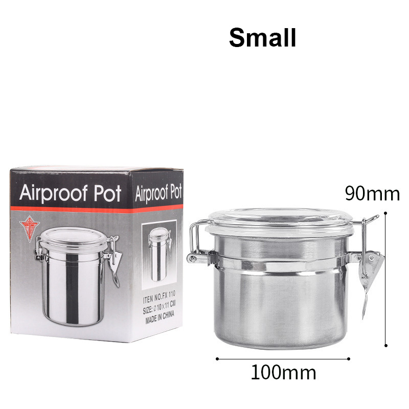 湿度計付きのステンレス製密閉容器。コーヒー豆、お茶、穀物、ナ - Food Storage Stainless Steel Containers のレビューと価格
