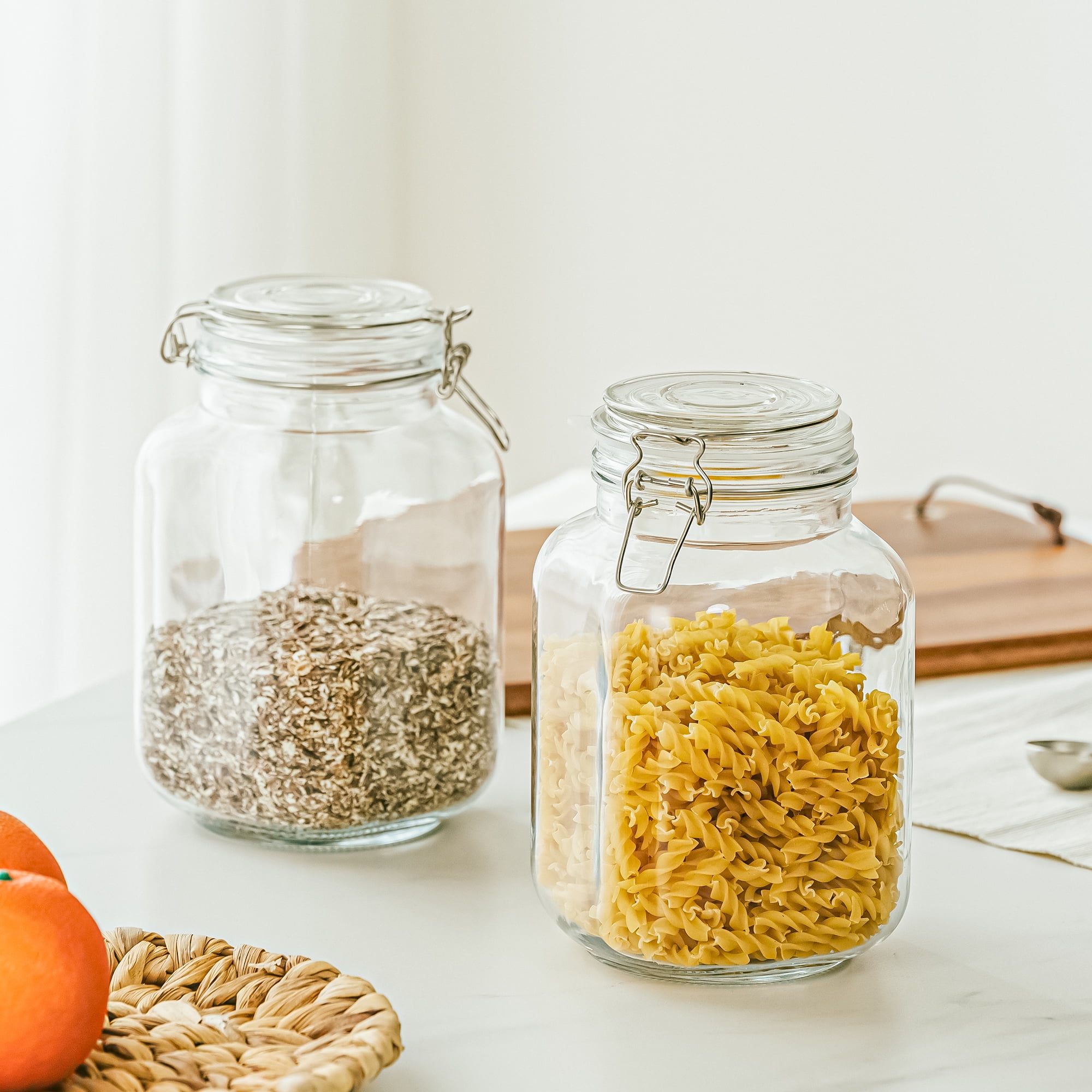 67オンスのガラス製密閉容器。蓋がロックできるので、乾燥食品 - Food Storage Jars With Lids のレビューと価格