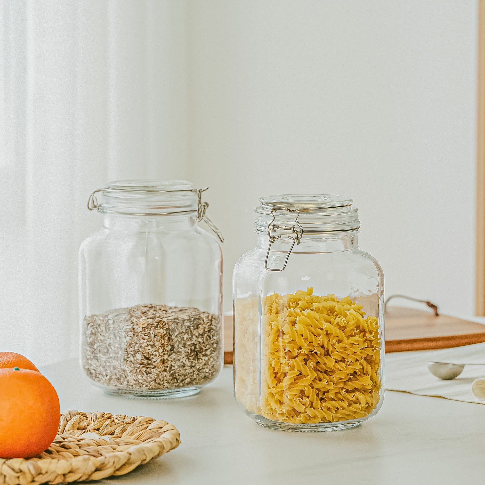67オンスのガラス製密閉容器。蓋がロックできるので、乾燥食品 - Food Storage Jars With Lids のレビューと価格