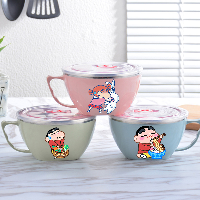 クレヨンしんちゃんヌードルボウル大容量ステンレスボウル二層熱 - Food Storage Room のレビューと価格