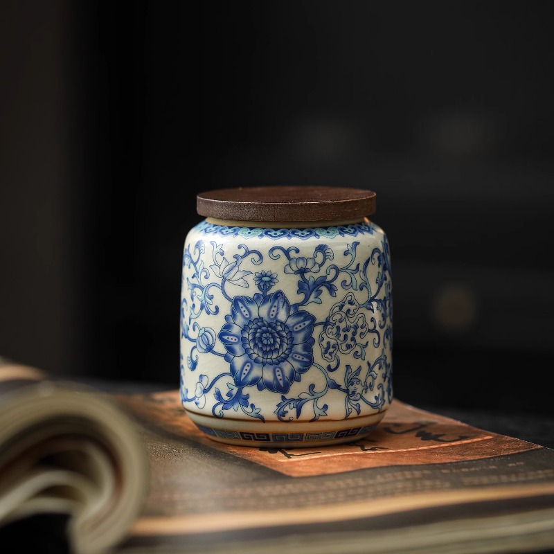 クリエイティブ青と白の磁器密封された茶キャニスター竹蓋ヴィン - Food Storage Jars With Lids のレビューと価格