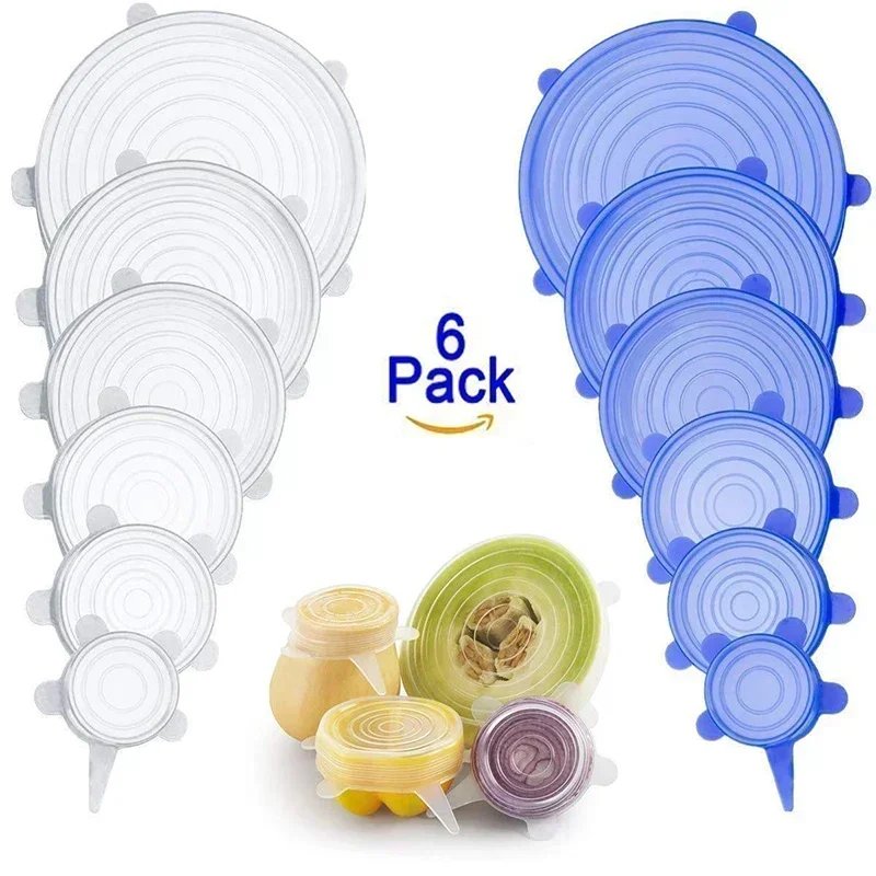 6/12 個調節可能な弾性シリコン蓋キッチンアクセサリー食品 - Silicone Stretch Lid のレビューと価格