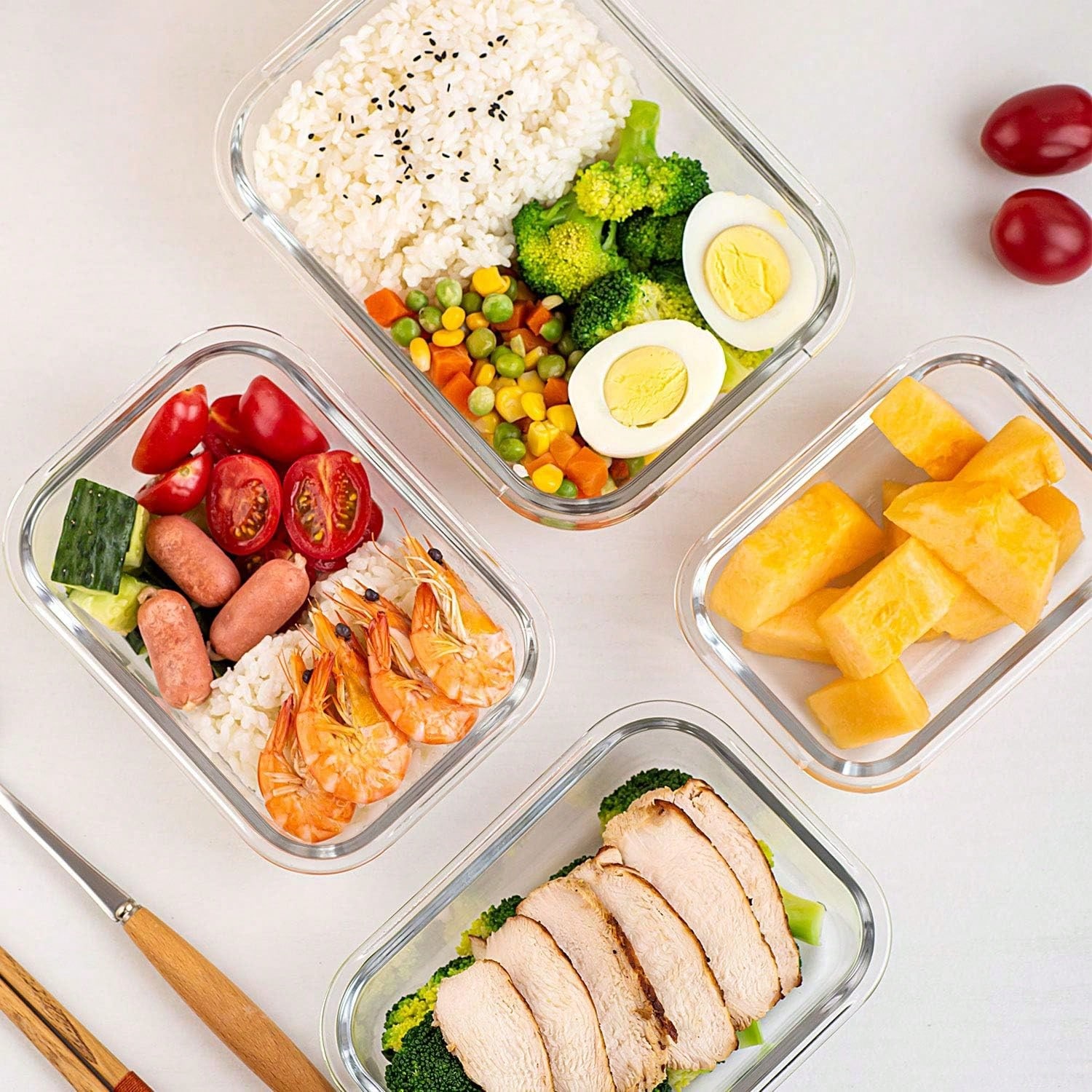 10個入りガラス製ミールプレップ容器、蓋付き食品保存容器、気 - Food Storage Underground のレビューと価格