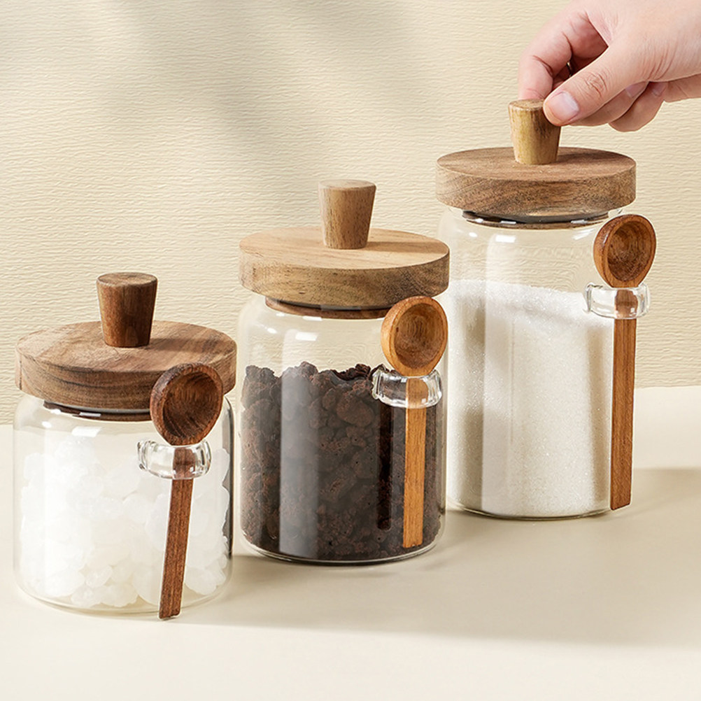 透明ガラス製食品保存容器、気密性のある木製蓋付き、コーヒー容 - Food Storage Jars With Lids のレビューと価格