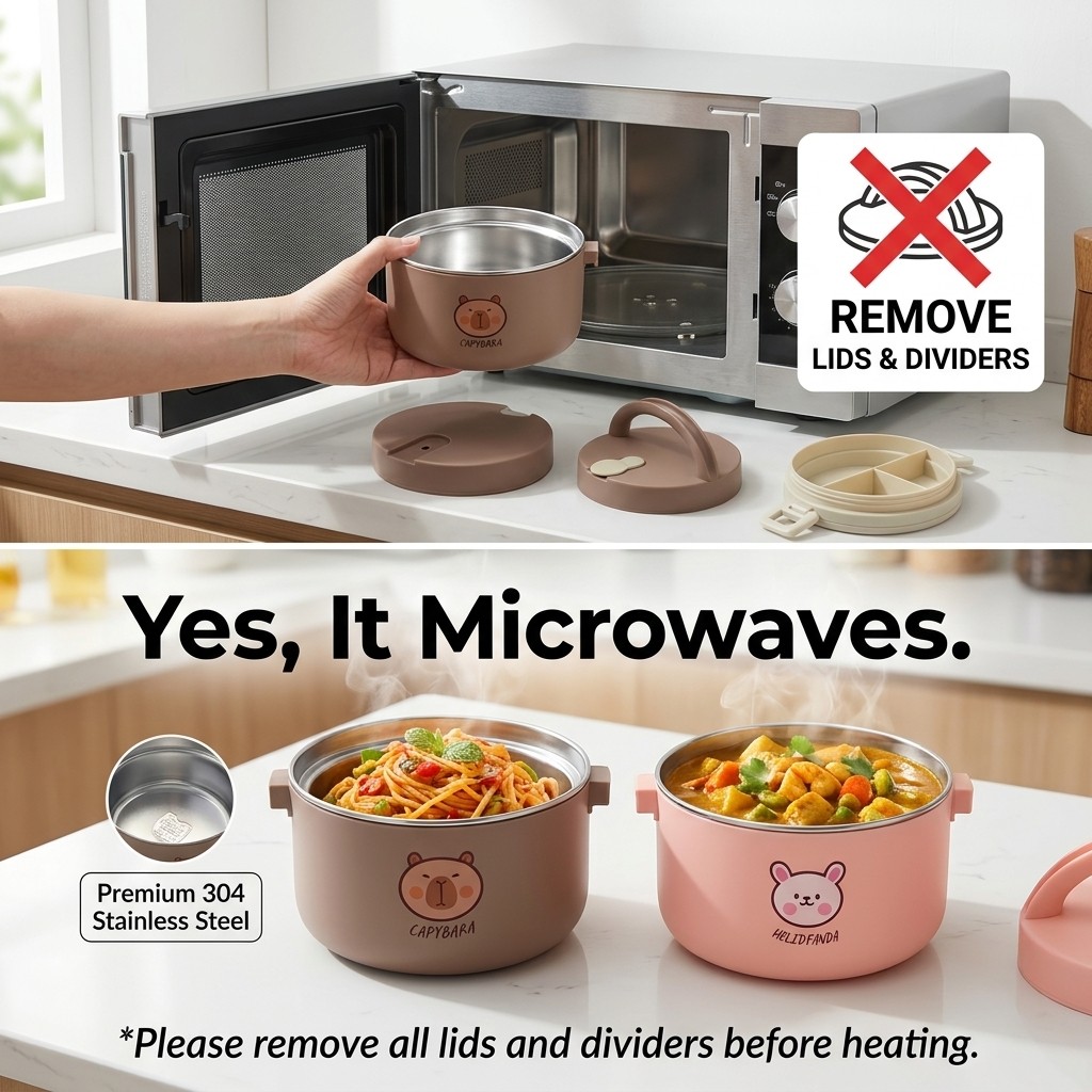 304ステンレス鋼製保温ランチボックス弁当箱セット、電子レン - Food Storage Underground のレビューと価格