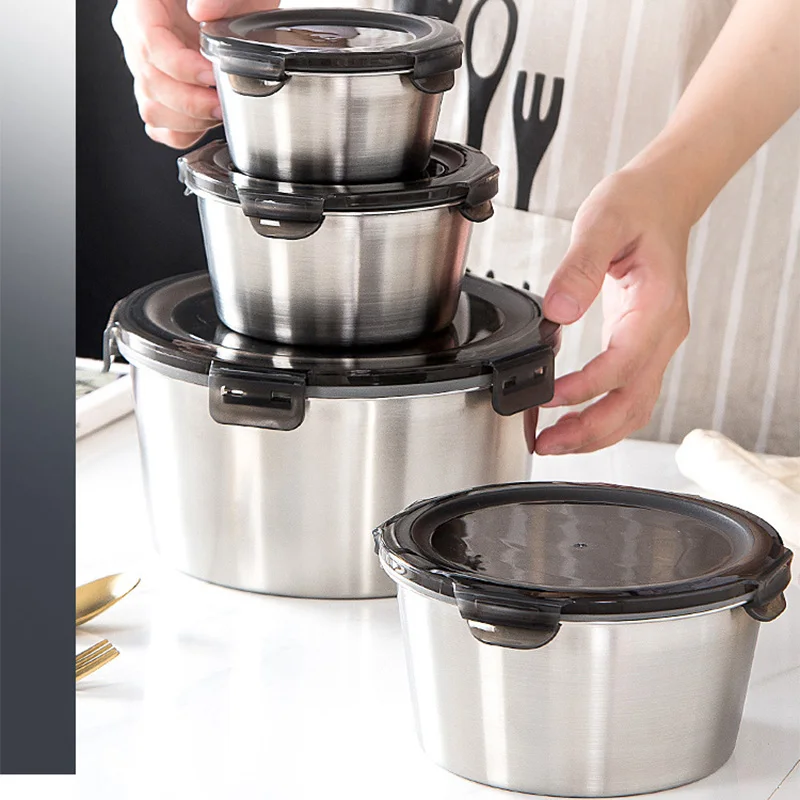 蓋付きステンレス鋼弁当箱、食品容器、鮮度保存ボックス、家庭用 - Food Storage Underground のレビューと価格