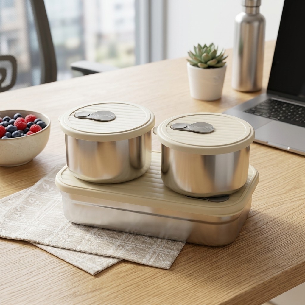 電子レンジ対応 304ステンレス製弁当箱セット 3コンパート - Food Storage Underground のレビューと価格